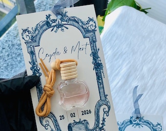 Personalized Car Air Freshener Favor | Wedding & Engagement Guest Gift | Empty Refillable Car Perfume Bottle