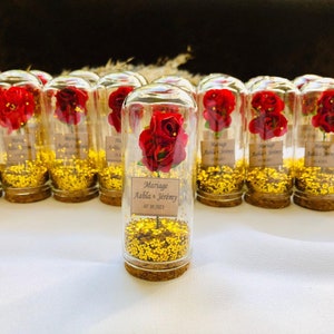 Wonderful customizable rose in glass gold glitter wedding guest gifts,Wholesale baby birthday baptism party favors,Guest thank you souvenirs
