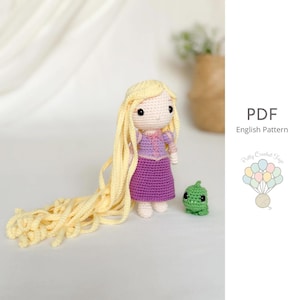 PDF Rapunzel and Pascal Pattern, Crochet Pattern, Princess Collection