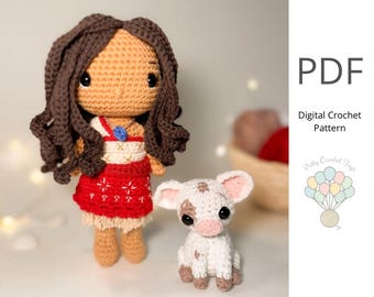 Moana and Pua Crochet Pattern, PDF Amigurumi Pattern, Princess Collection