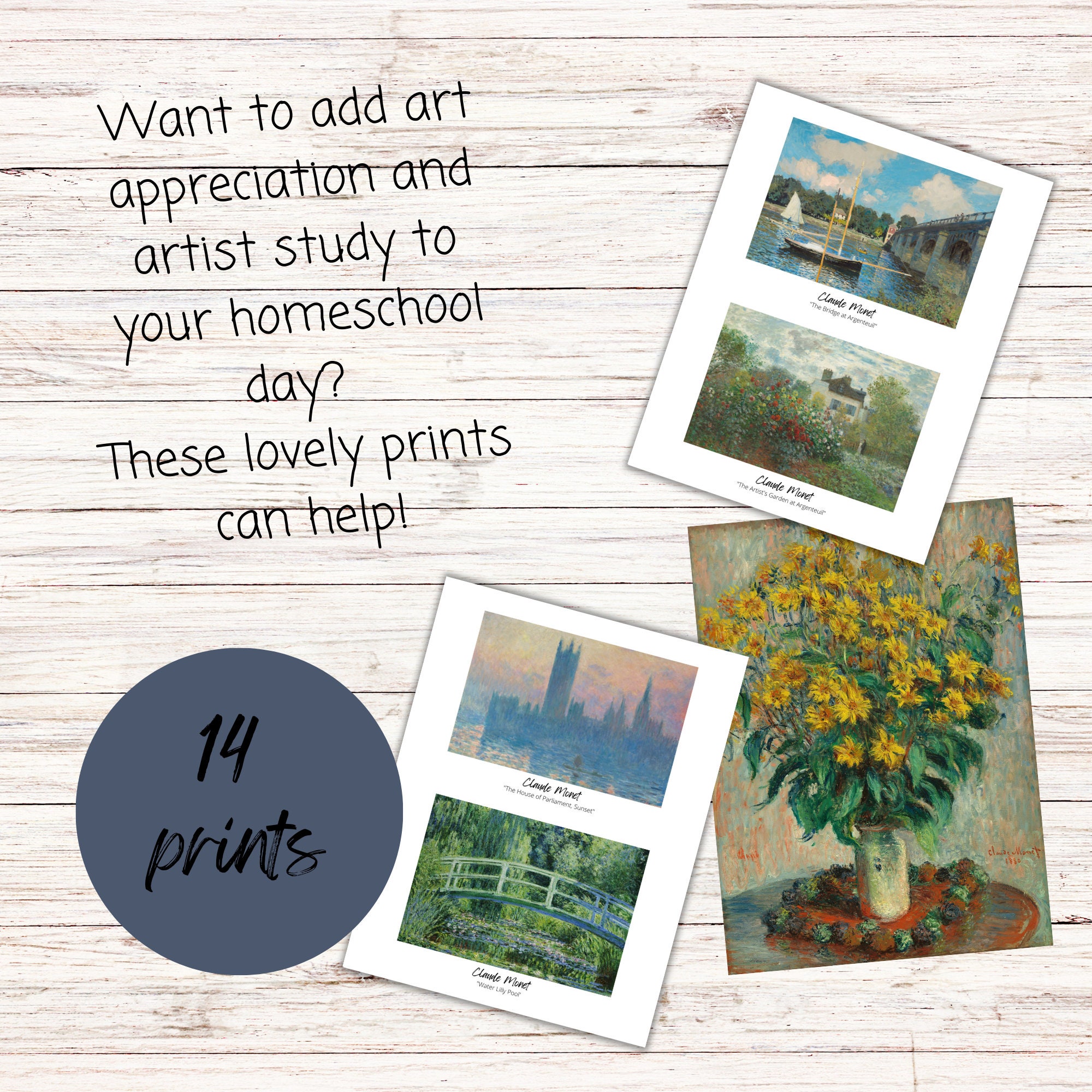 Claude Monet Art Prints for Artist Study, Classical Art for Homeschool ...
