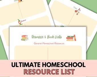 Ultimate Homeschool Resource List, School Organization, Homeschool Planner, List of Ideas, Customize, Printable, Organize Your Homeschool