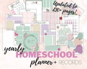Annual Homeschool Planner and Record Keeper, Printable PDF, Floral, KJV Scripture, Homeschool Organization and Planner, School Records