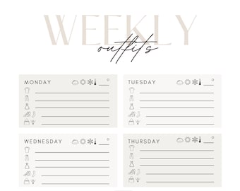 Minimalistische wekelijkse outfitplanner | Plan uw Capsule Garderobe afdrukbaar