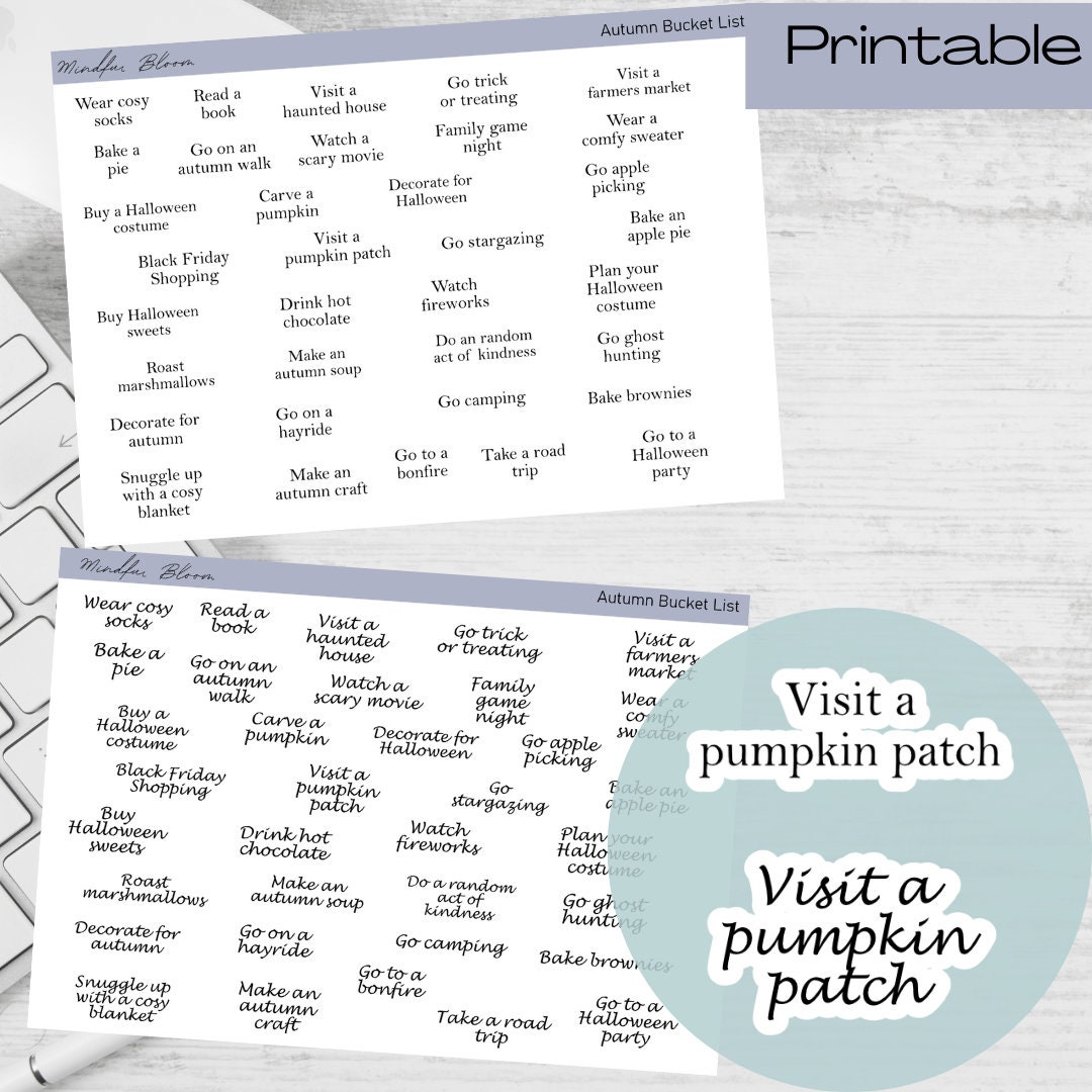 Autumn Bucket List Printable Script Planner Stickers 2 Etsy