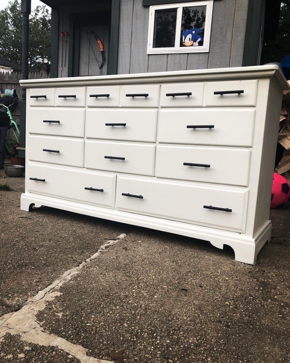 SOLD*** Vintage white 11 drawer dresser