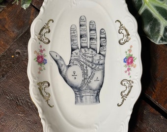 Plato ovalado / bandeja de bolsillo Vintage Hand quiromancia
