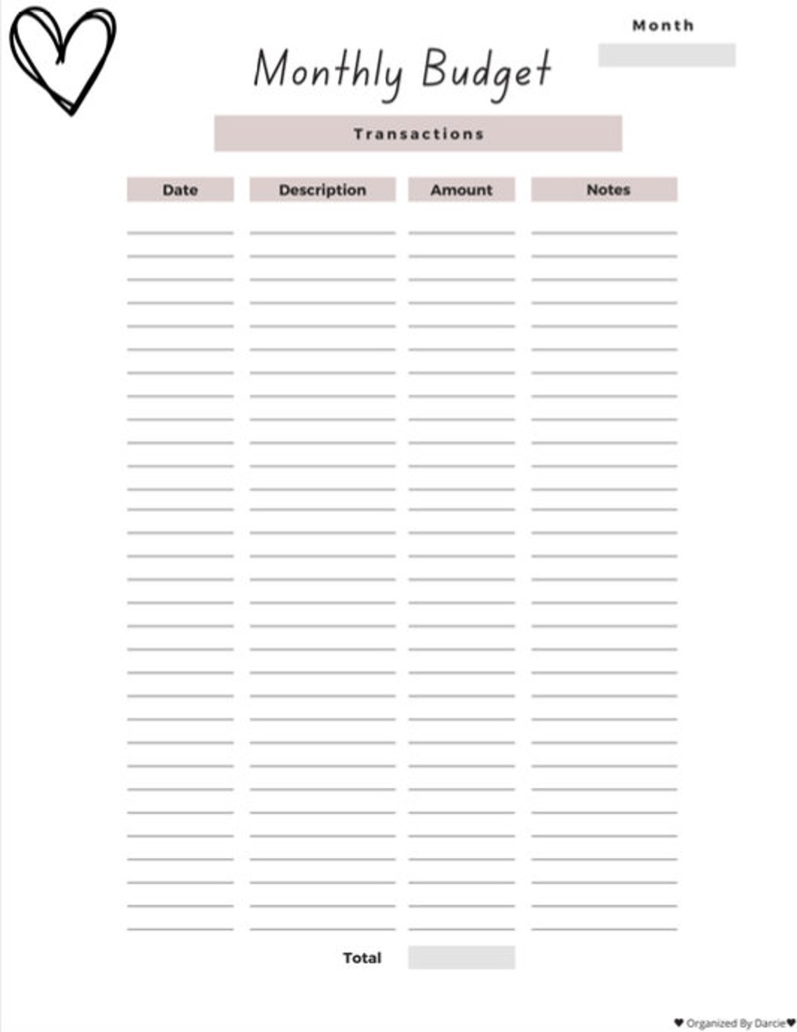 Printable Monthly Budget Sheets Etsy