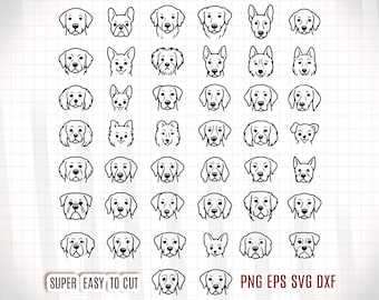 Dog Breeds SVG Clipart Bundle, Dog Outline Vector Graphics (png, eps, dxf)