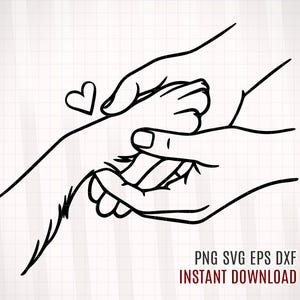 Paw and Hand SVG PNG, Paw and Hand Png, Paw and Hand SVG, Paw Love SVG, Pet Gifts for Owners, Dog Paw Svg, Paw and Human Hand Print, Dog Paw Dog Line Art
