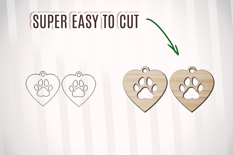 Dog Earring Svg Laser Cut File, Pet Paw Earrings Cut File, Dog Paw Svg Dxf, Laser Earring Template Svg, Pet Gifts For Owners, Pet Sign Dxf