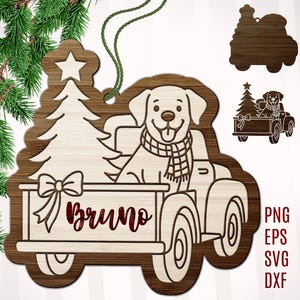 Personalized Christmas Dog Ornament Laser Cut File, Layered Dog Files svg, Christmas Decor Svg, Laser Cut File, Glowforge Christmas Files