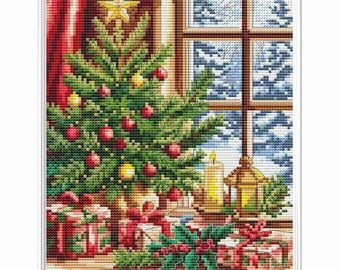 Christmas Tree Gifts Cross Stitch Kit: Jolly Festive Holiday Decoration