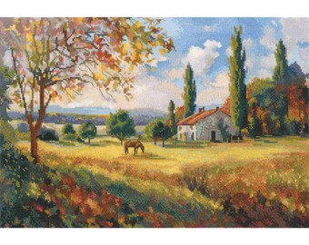 RTO counted cross stitch kit Autumn pastoral countryside landscape