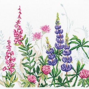 RTO counted cross stitch kit Lupins flowers CU073 / Wildflowers / Meadow blossom DIY Embroidery kit