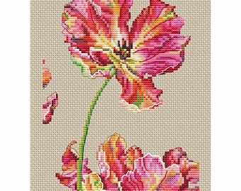 Сounted cross stitch kit Tulip Flowers: nature floral DIY Beginner Embroidery