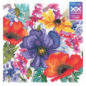 RTO counted cross stitch kit Flowers colors M1041 SAGA / Colorful ornament/ Flowers nature DIY Embroidery kit
