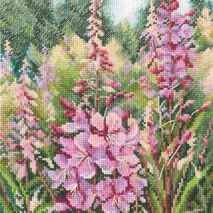 RTO counted cross stitch kit Raspberry candles of willowherbs M863 / Wild flowers / Meadow landscape DIY Embroidery kit