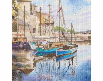 RTO counted cross stitch Kit Coastal Boats DIY Embroidery