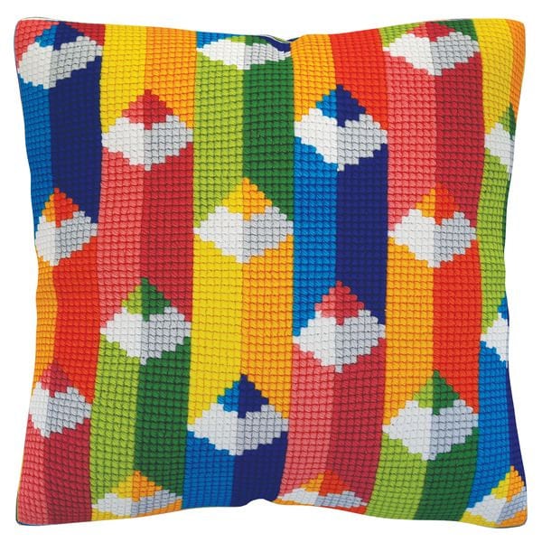 Cushion cross stitch printed kit needlepoint, 40x40 cm/16"x16" Colorful pencils_CdA_5469