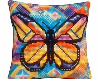 Needlepoint Pillow Kit Butterfly Ornament: Collection DArt cross stitch cushion on printed canvas