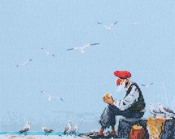 RTO counted cross stitch Kit Old man by the sea DIY Embroidery