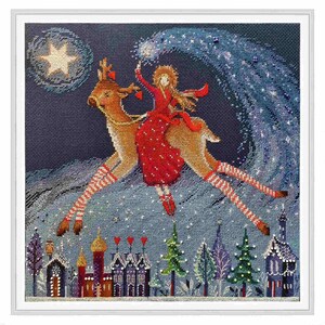 RTO counted cross stitch kit Christmas fairytale M1005, Girl deer and star fantasy DIY Embroidery kit