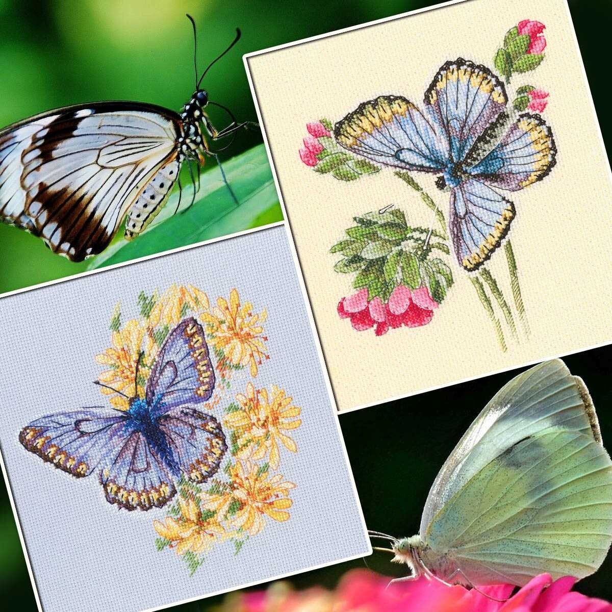 RTO クロスステッチキット 花の上の蝶 M750 / 自然の花の DIY