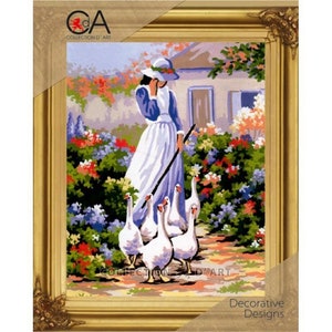 Japanese Lady Oriental Tapestry Printed Kit Needlepoint