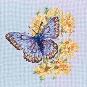 RTO counted cross stitch kit Butterfly on the flower M750 / Nature floral DIY Embroidery kit