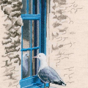 Kit de punto de cruz RTO Gaviota en la ventana: el sabor de la sal, el viento y el sol Bordado