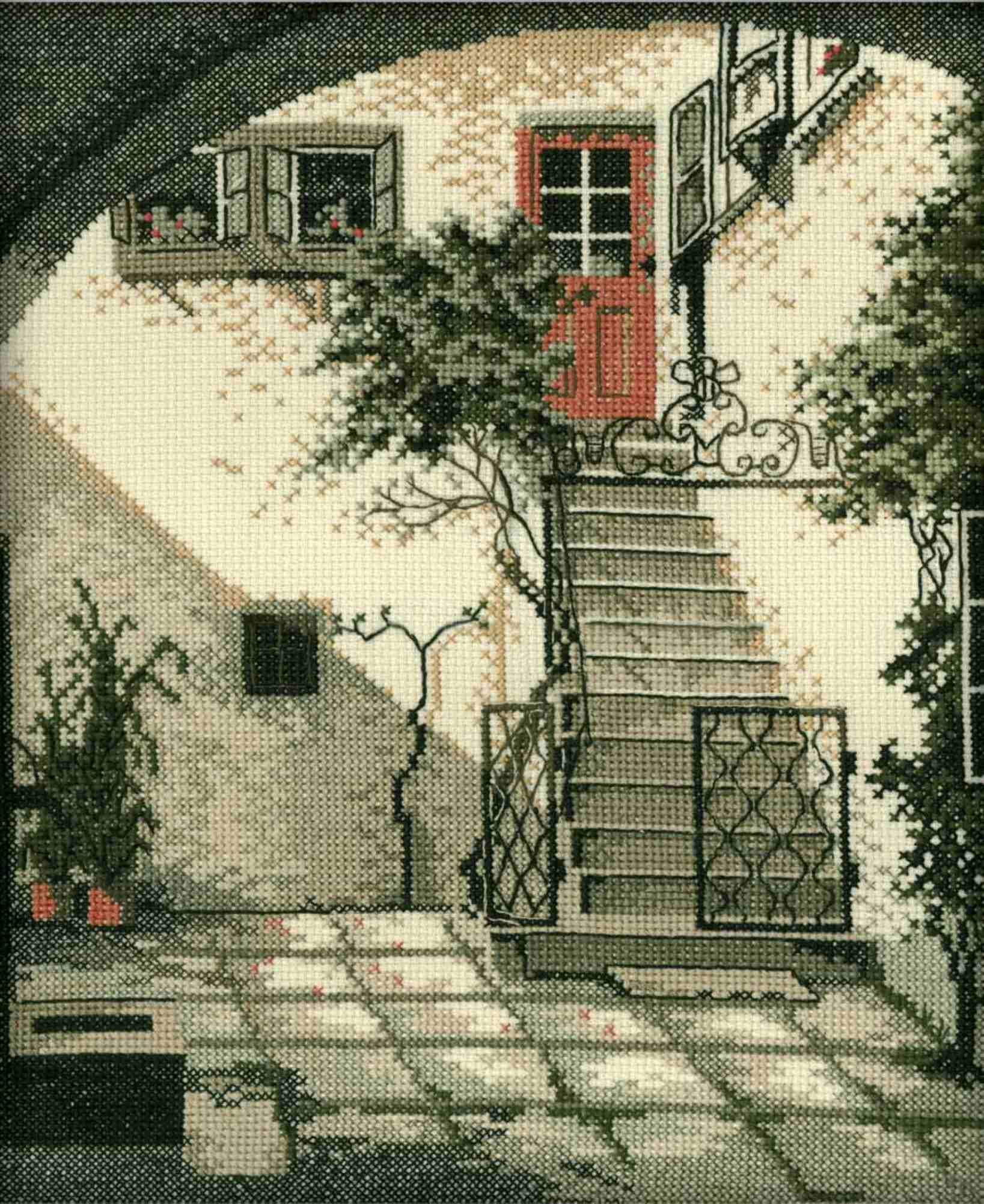 Kit Point De Croix RTO "Vieille Maison De Campagne" - Modèle à Compter 19x29 Cm Aida 14ct