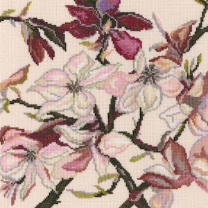 RTO counted cross stitch kit Magnolia blossom M498 / Flowers bouquet / Floral garden DIY Embroidery kit