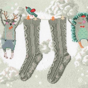RTO counted cross stitch kit Christmas laundlry M651 / Winter cares / Cute animals DIY Embroidery kits