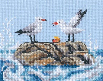 RTO counted cross stitch Kit Seagulls on rock DIY Embroidery
