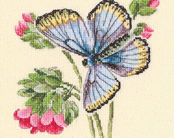 RTO クロスステッチキット 花の上の蝶 M749 / 自然の花のDIY刺繍キット