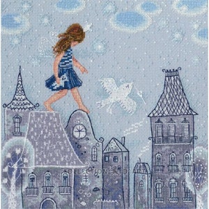RTO counted cross stitch kit Fairy tales live on the roofs M662 / Girl city town / Princess mistery DIY Embroidery kit