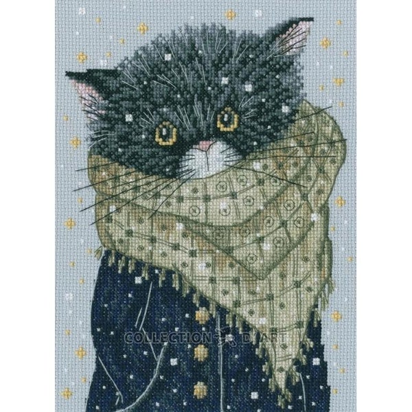RTO Kit Point De Croix Compté – Motif Chat Adorable C425, 9x12 Cm, Niveau Moyen, Fil DMC 8 Couleurs Sur Aida 16