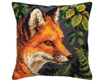 Red Fox Printed Canvas Cross Stitch Cushion Kit Red Fox Printed Canvas Cross Stitch Cushion Kit