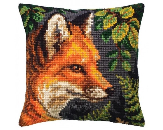 Red Fox Printed Canvas Cross Stitch Cushion Kit Red Fox Printed Canvas Cross Stitch Cushion Kit