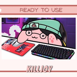 May include: A cartoon image of a character wearing glasses and a green hat, with a red mousepad and a black keyboard. The text "READY TO USE" and "KILLJOY" are displayed.