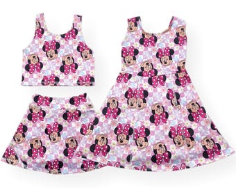 Conjunto de verano con falda y pantalones cortos deportivos Magical Friends, vestido y parque temático. PEDIDO ANTICIPADO.