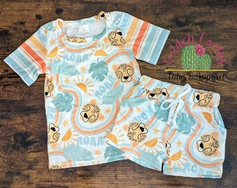 Lion Dress and Shorts Set Matching Sibling Zoo Outfit