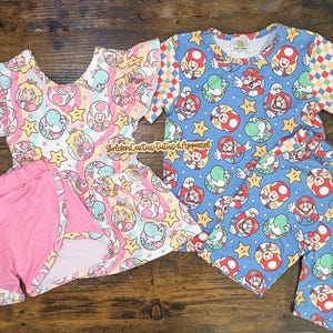 Mushroom Kingdom Shorts Sets Peplum boy girl matching
