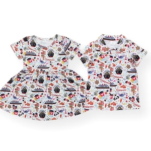 Conjuntos a juego para hermanos: Vestido y camisa de botones estilo crucero (RESERVA YA)
