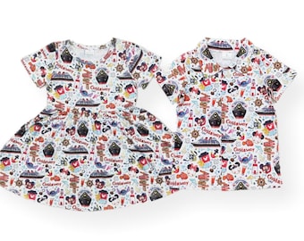 Cruise Mouse Dress and Button up Matching Sibling Sets PRE ORDER