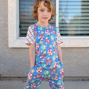 Mushroom Kingdom Shorts Sets Peplum boy girl matching