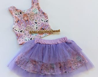 Conjunto de falda y shorts de la Princesa de Hielo, estilo parque temático, ideal para el verano.