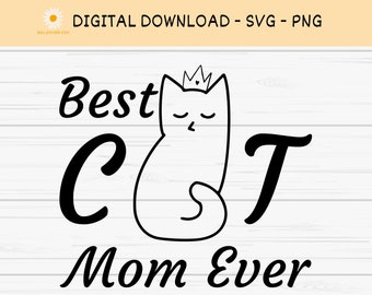 La migliore mamma gatto di sempre in formato Svg, mamma gatto in formato Svg, gatto nero in formato Svg, mamma gatto Png, design a sublimazione, download digitale, tazza di caffè in formato Svg