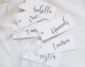 Gift Bag Tag, Gift Tag with Ribbon, Bag Tag, Name Tag, Custom Tag, Bridesmaid Gift Box Tag, Name Tag for Bridesmaid, White Linen